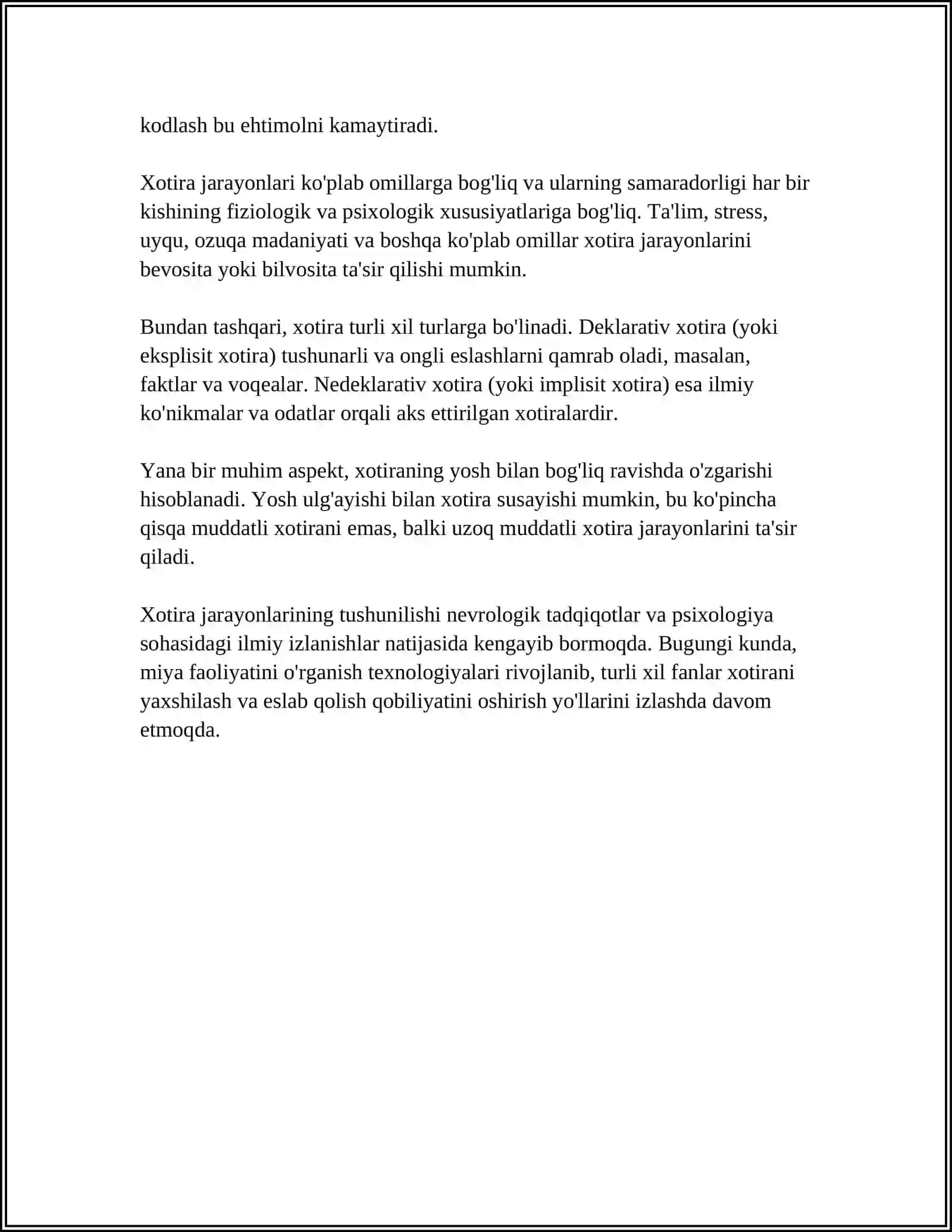 XOTIRA JARAYONLARI VA TURLARI 4