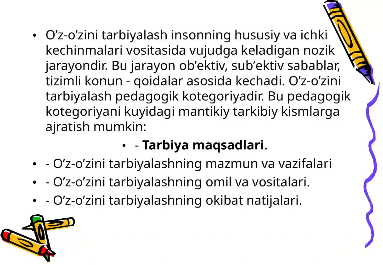 O'z-o'zini tarbiyalash 4