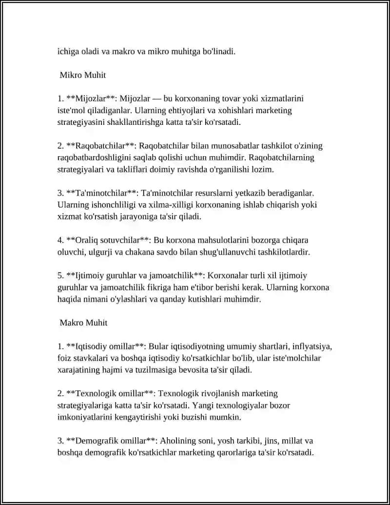 MARKETING MUHITI VA UNING KOMPENTATSIYALARI 4
