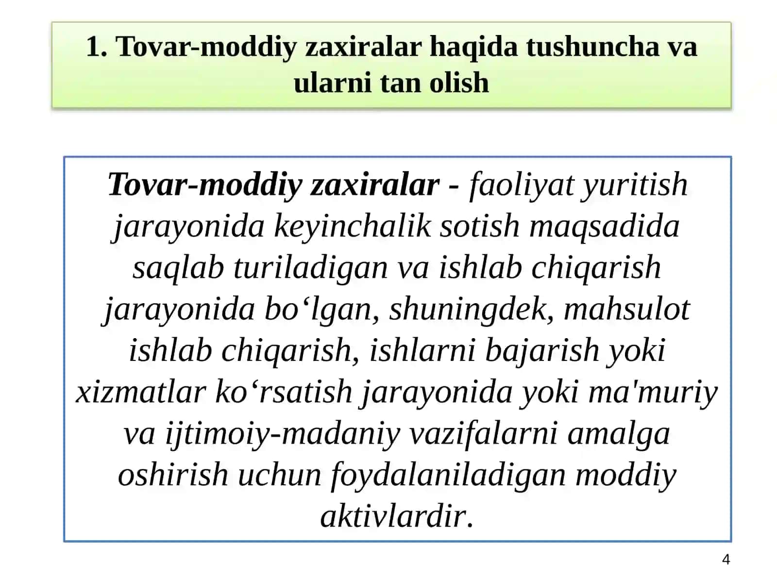 Moddiy harajatlar hisobi 4