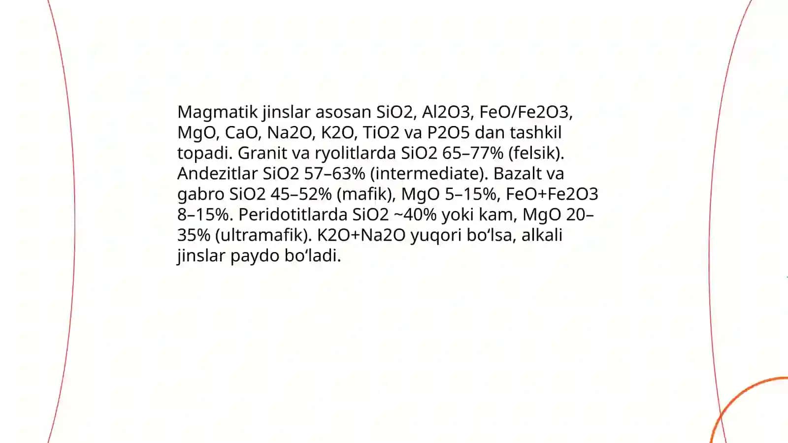 Togʻ jinslari va ularning kimyoviy tarkibi 4