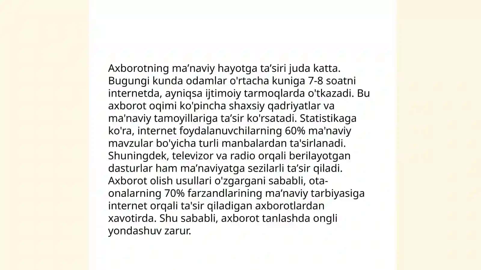 Ma'naviy hayotda axborotning oʻrni 4