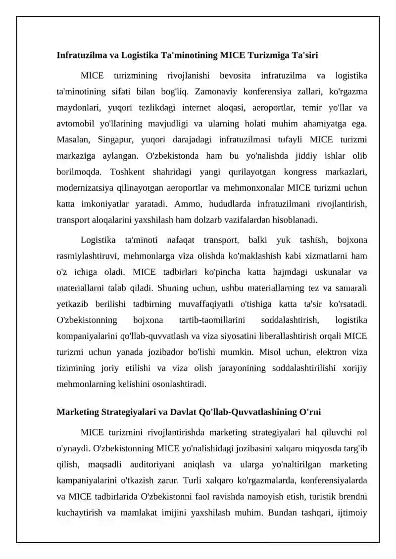 MICE turizmini rivojlantirish omillari 4
