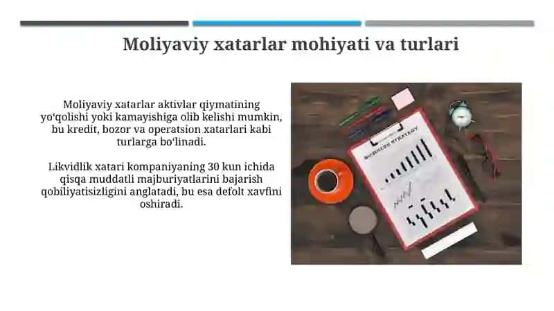 Moliyaviy risklarni baholovchi korsatkichlar, boshqarish va pasaytirish yo'llari 4