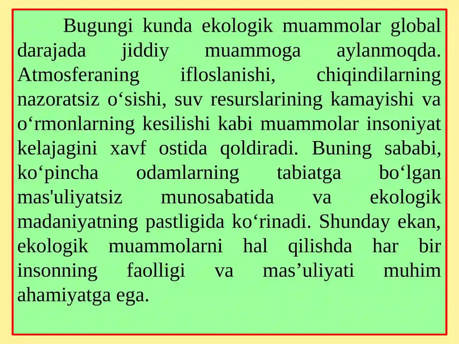 Aholining ekologik madaniyatini shakllantirish yo‘llari 4