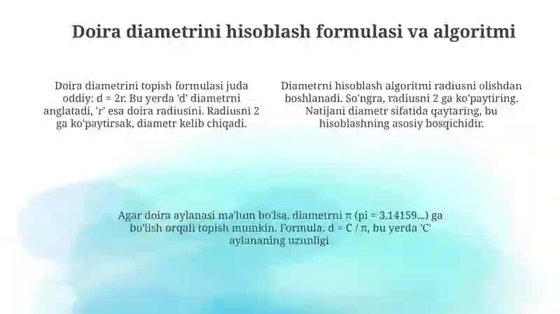 Doira diametrini hisoblash dasturi 4