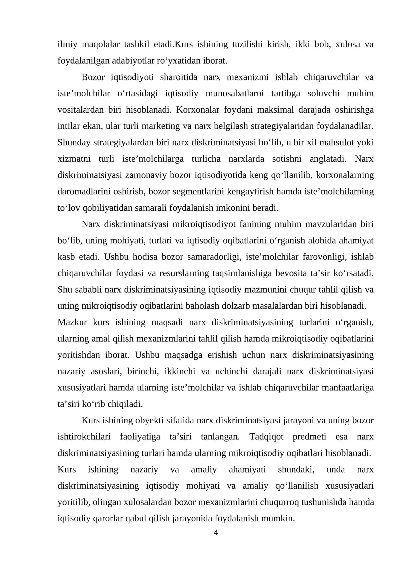 Narx diskriminatsiyasining turlari va ularning mikroiqtisodiy oqibatlari 4