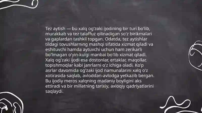 Tez aytish janr 4