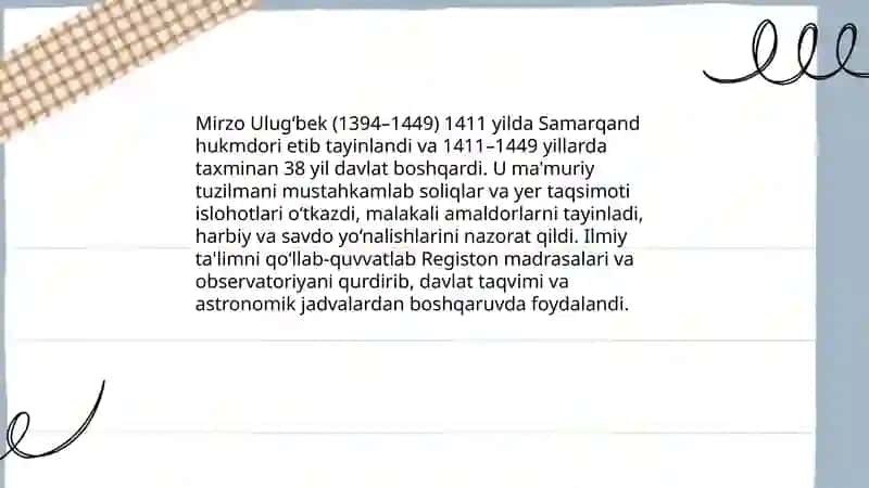 Mirzo Ulug‘bek - davlat arbobi va buyuk olim 4