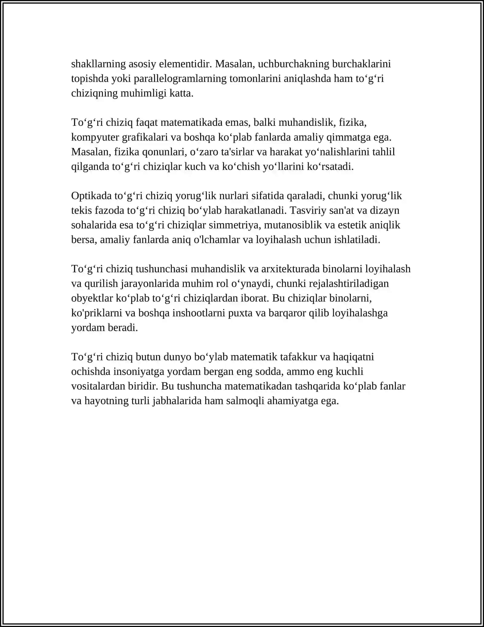 TOGʻRI CHIZIQLAR 4