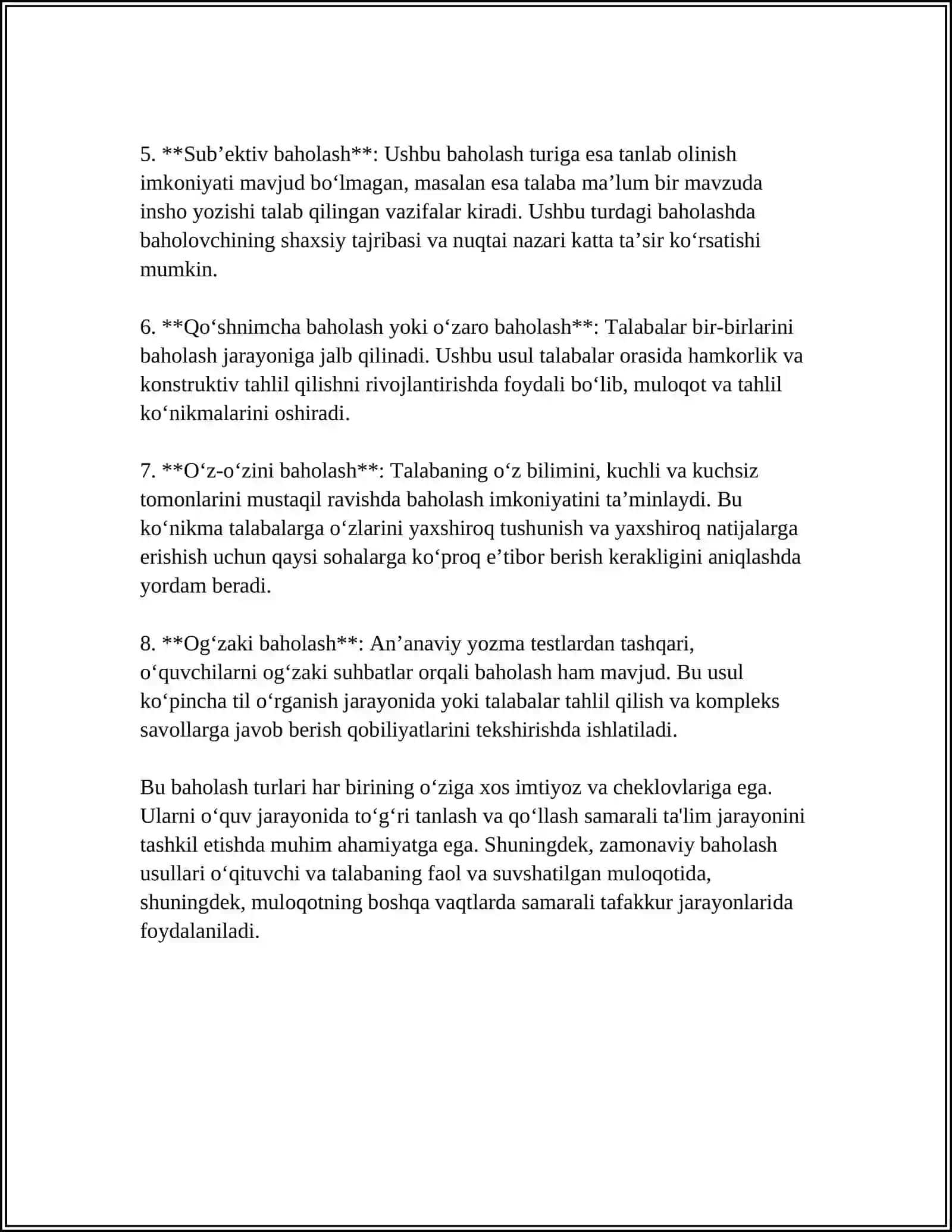 BAHOLASH TURLARI 4