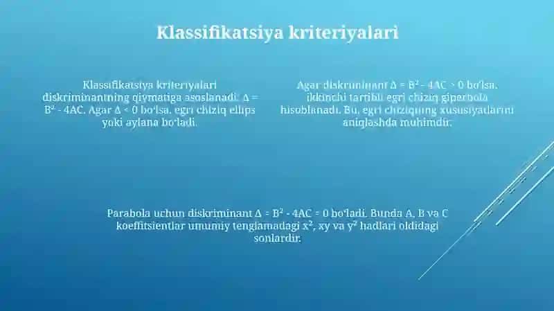 Ikkinchi tartibli chiziqlarning umumiy tenglamasi 4