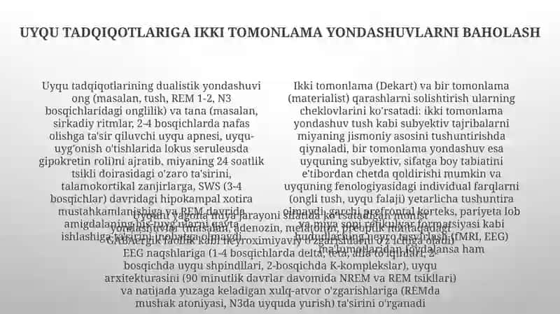 Monizm: Uyquning Neyrologik Asoslari 4