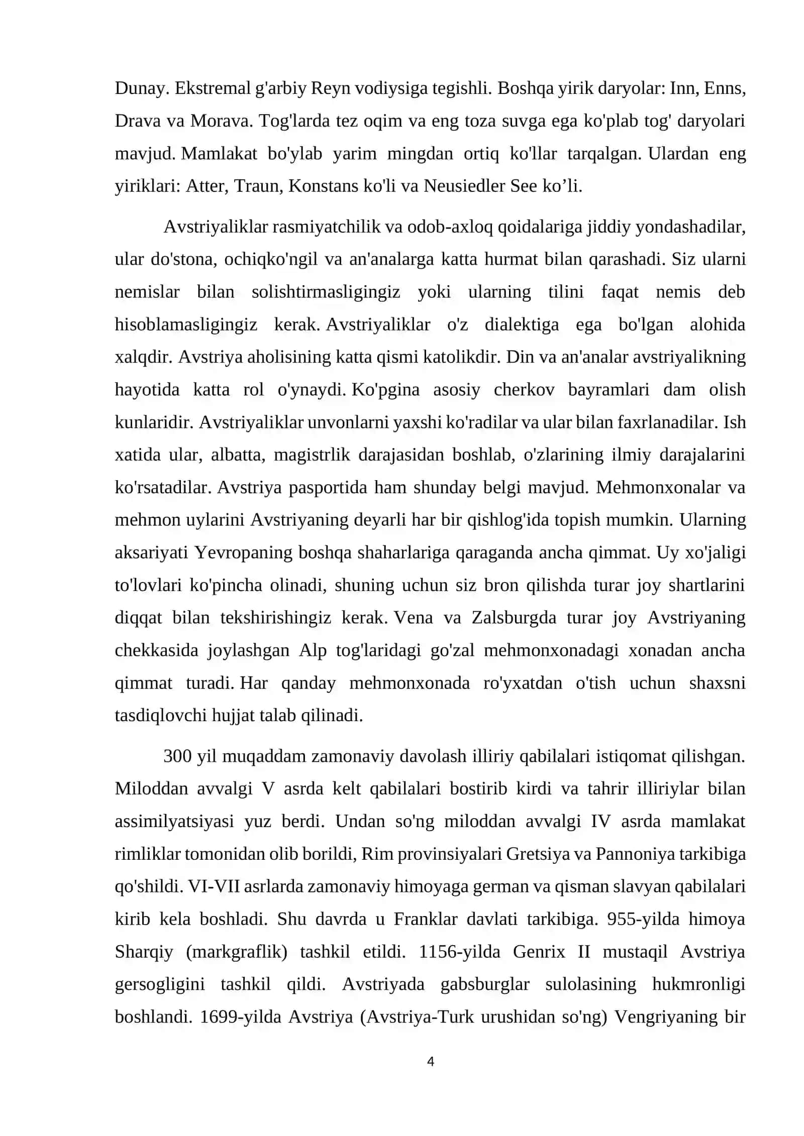 Avstriya – federativ respublikasi. Tabiiy – geografik o’rni, ijtimoiy – iqtisodiy tuzulishi 4