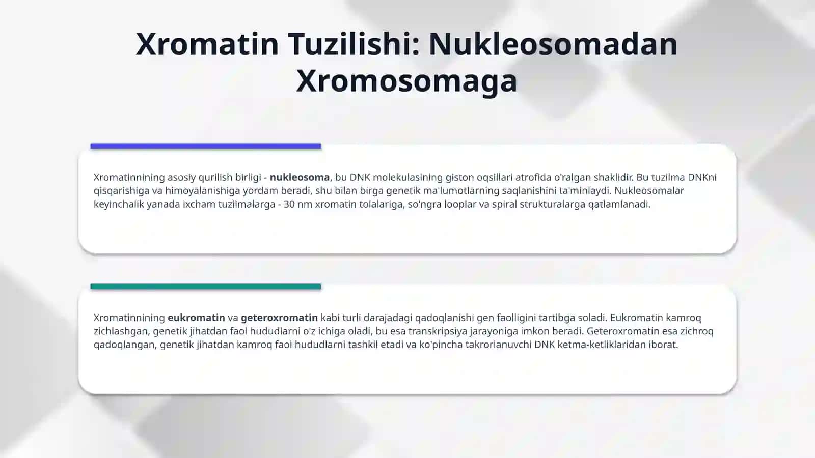 Xromatin va uning faoliyati
Hujayraning qayta tiklanishi 4