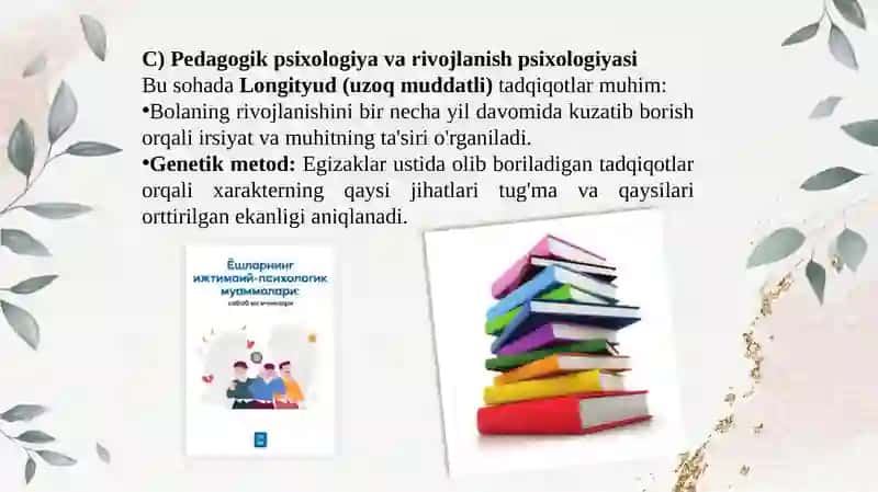 Zamonaviy psixologiya tarmoqlari va dataqiqot metodlarining qo’llanishi 4