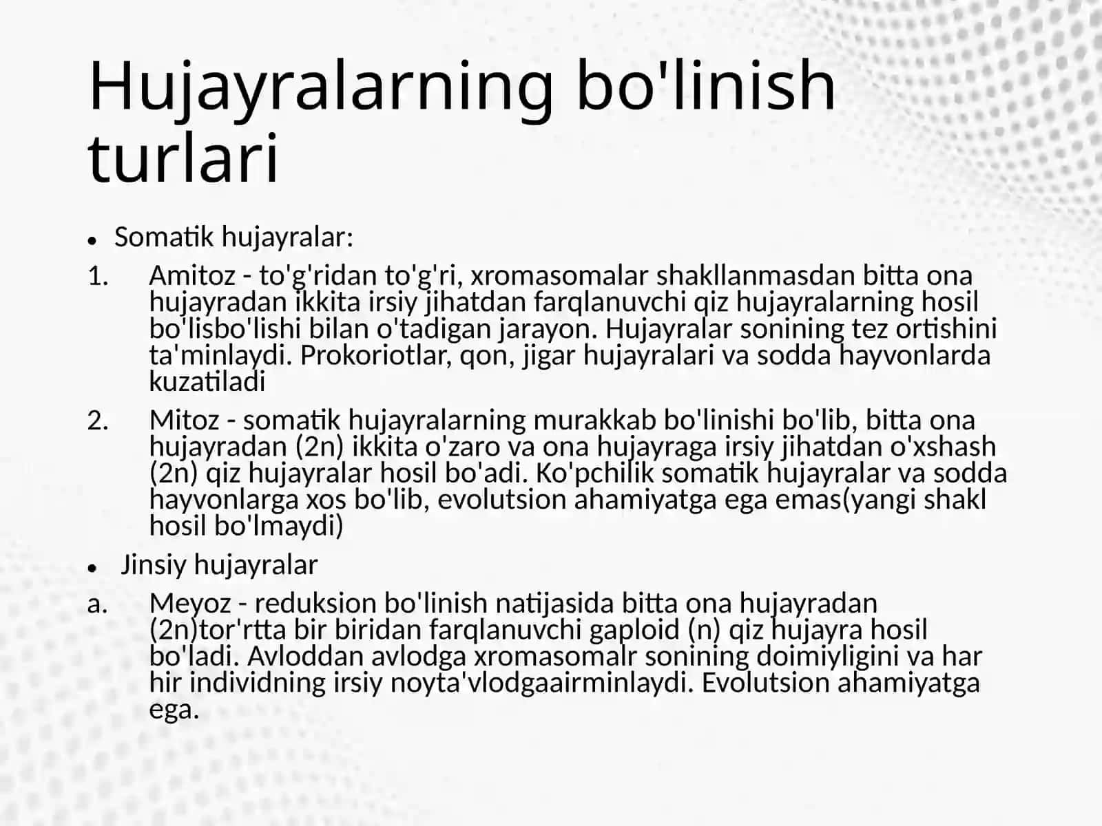 Hujayralarning mitotik va hayotiy sikli 4