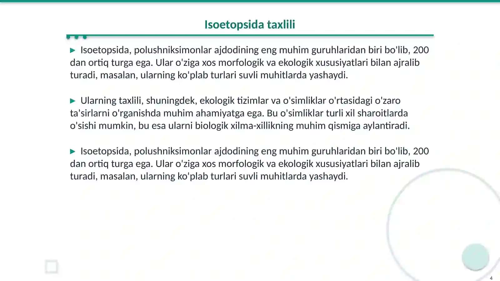 Polushniksimonlar ajdodi—Isoetopsida 4