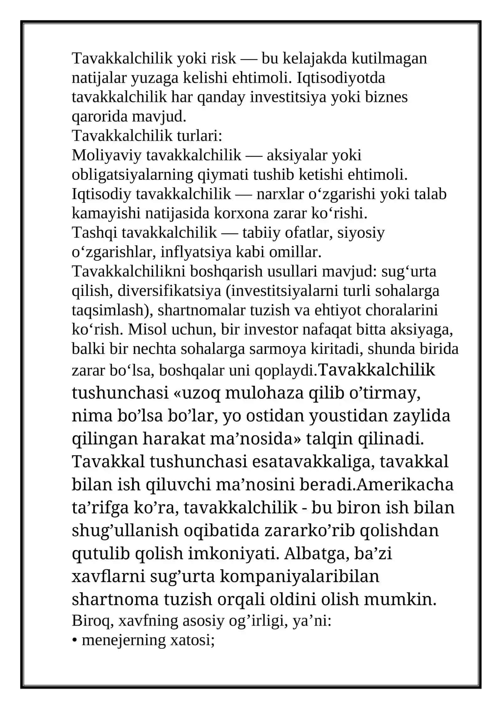 Bozor va tavakkalchilik 4