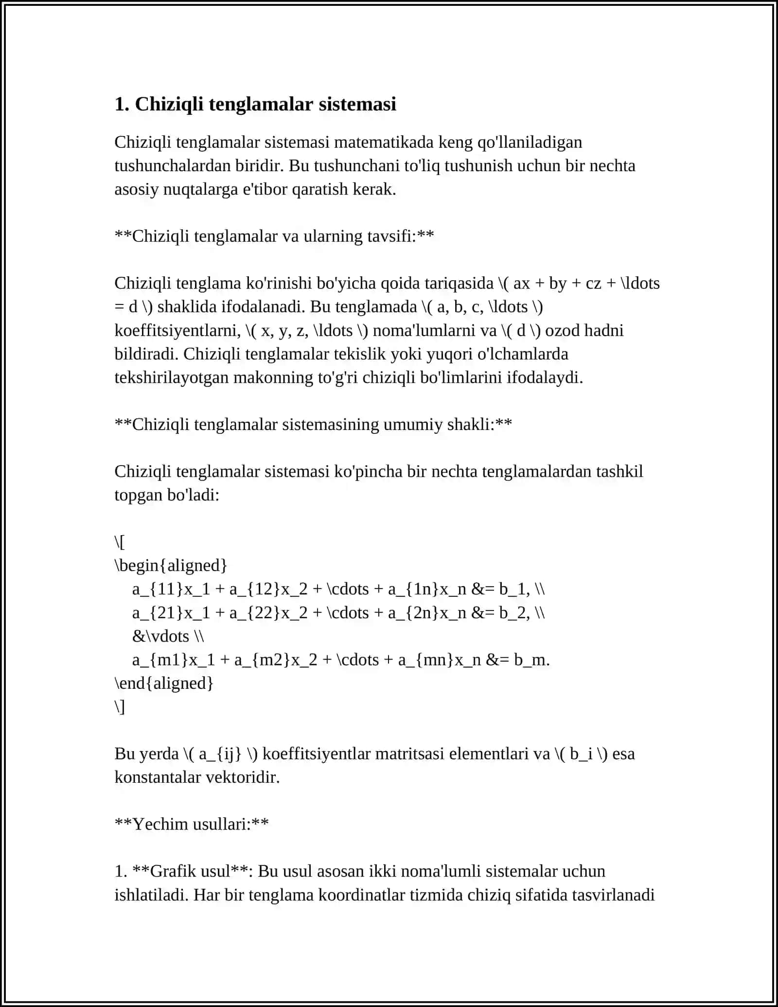 CHIZIQLI TENGLAMALAR SISTEMASI 4