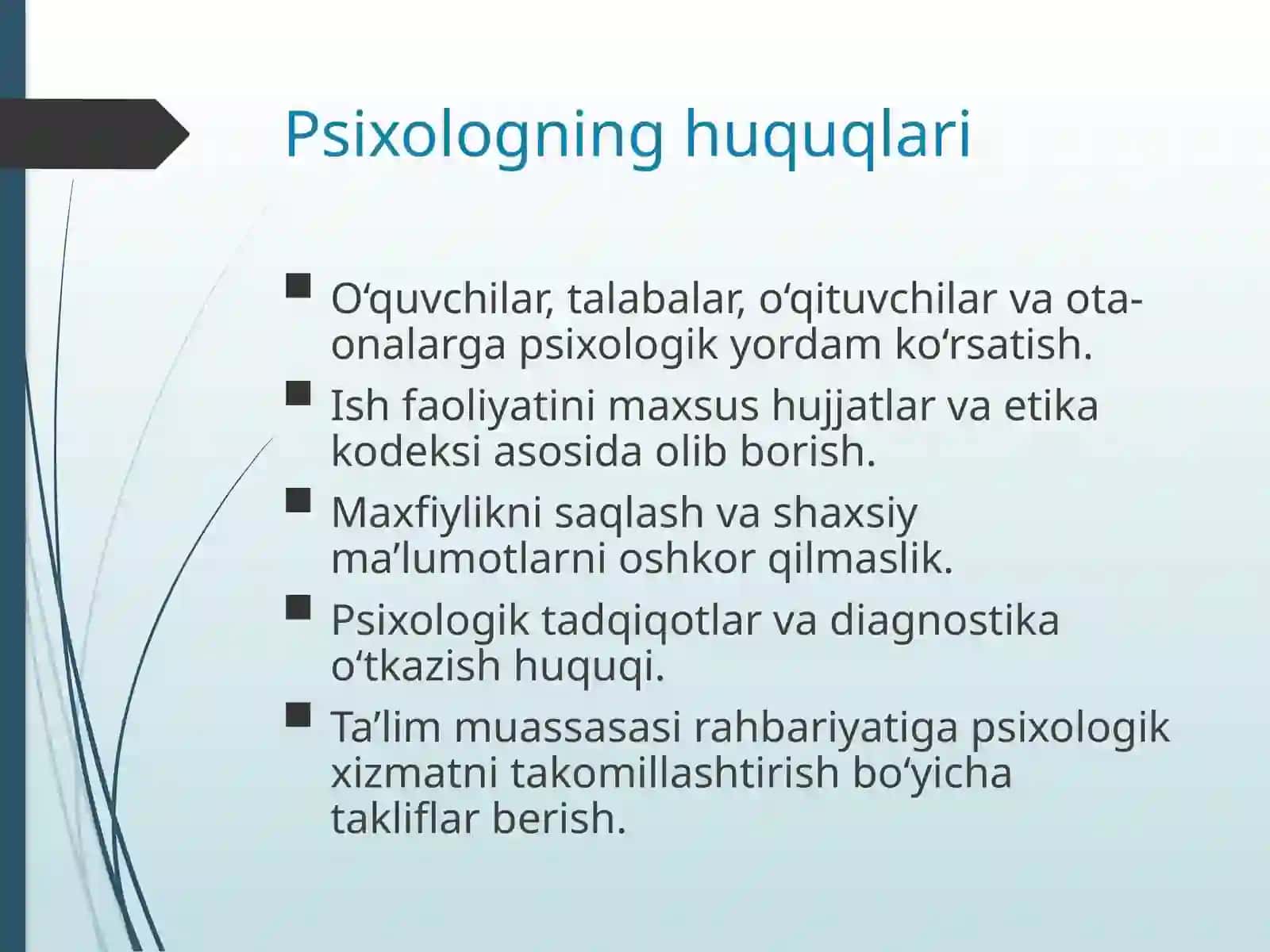 Psixolog faoliyatining huquqiy asoslari 4