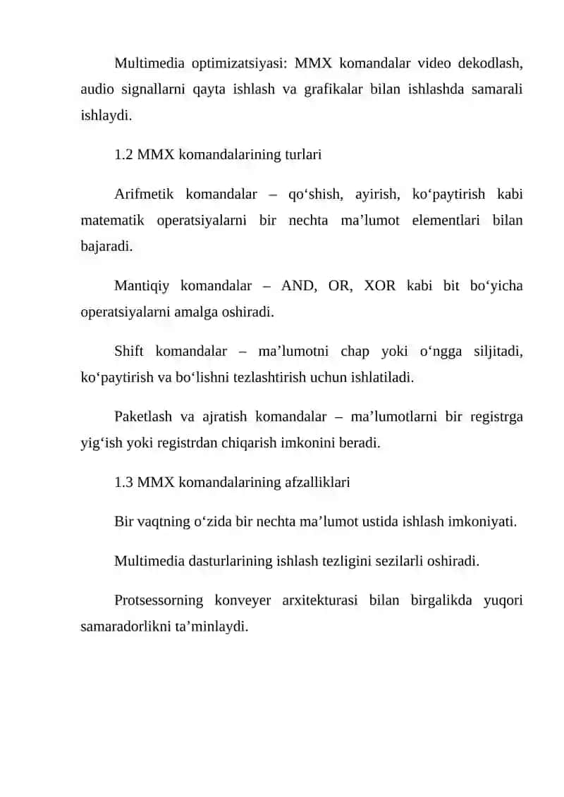 MMX komondalari, Komandalarni konveyer usulida bajarish 4