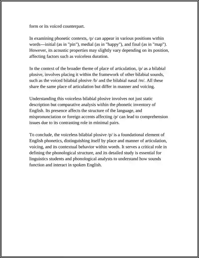 Voiceless bilabial plosive /p/ 4