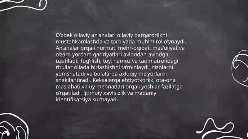 O’zbek xalqining urf odatlari va an’analarining ahamiyati 4