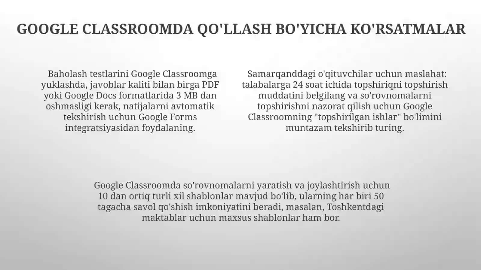 Google Classroomda So'rovnomalar, Anketalar va Testlarni Qo'llash 4