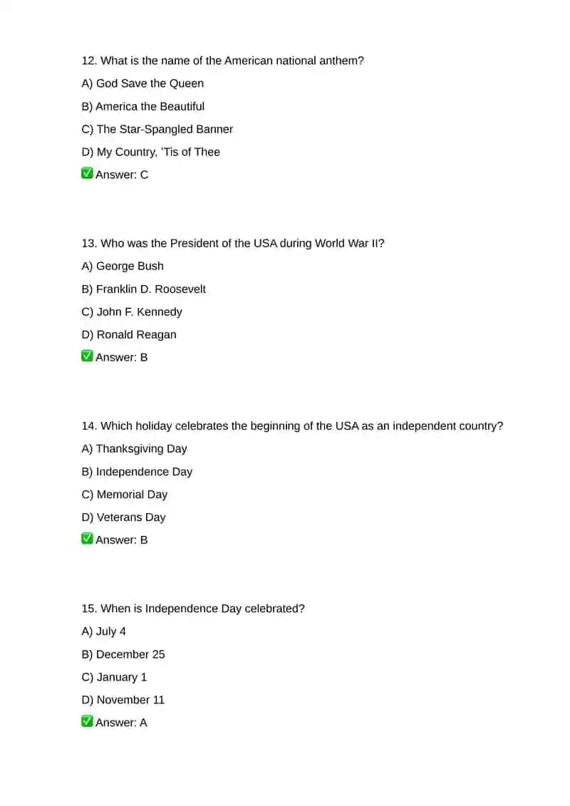The USA (30 Questions with Answers) 4