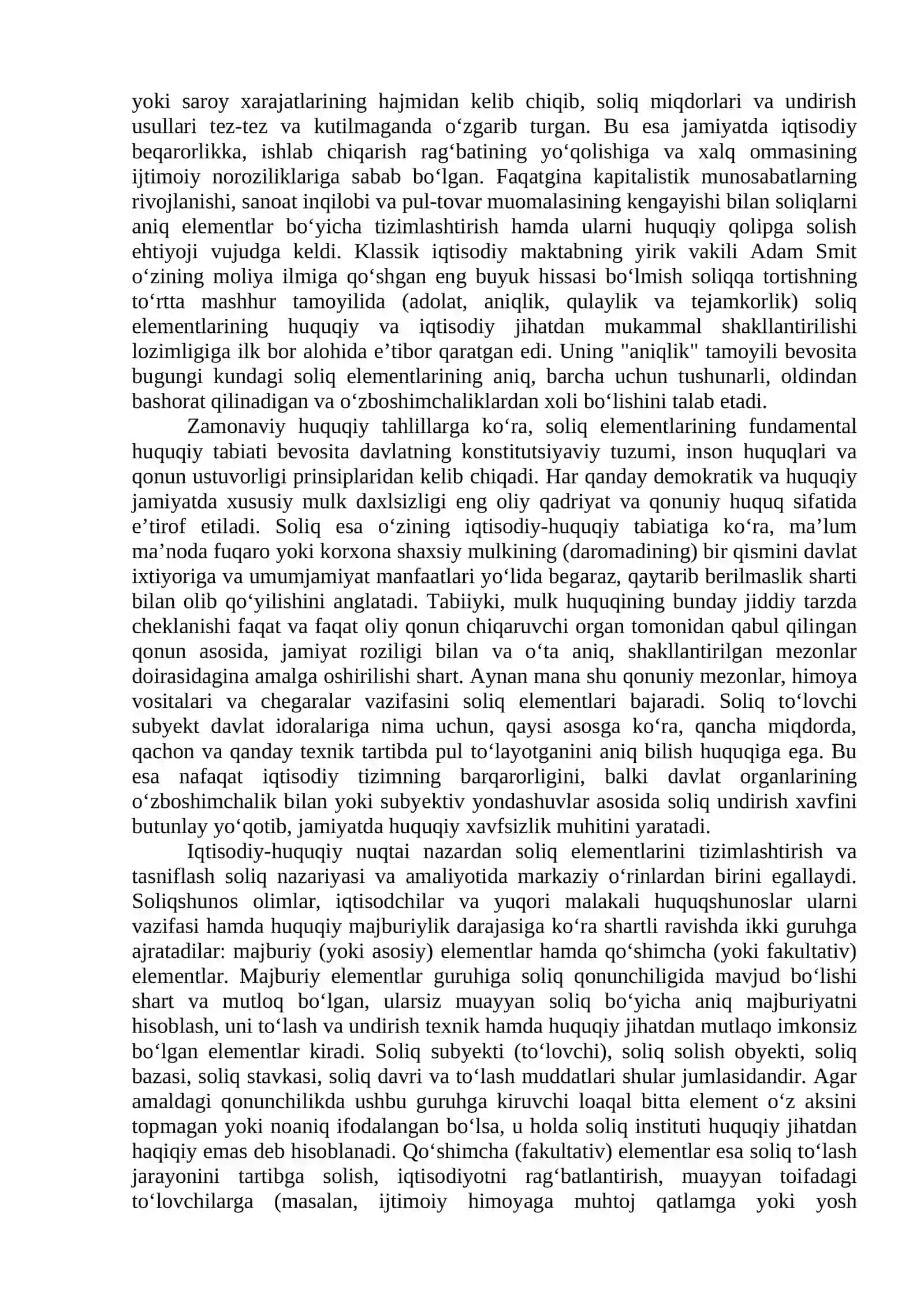 Soliqlarning elementlari va ularning xususiyatlari mavzusi boʻyicha 4