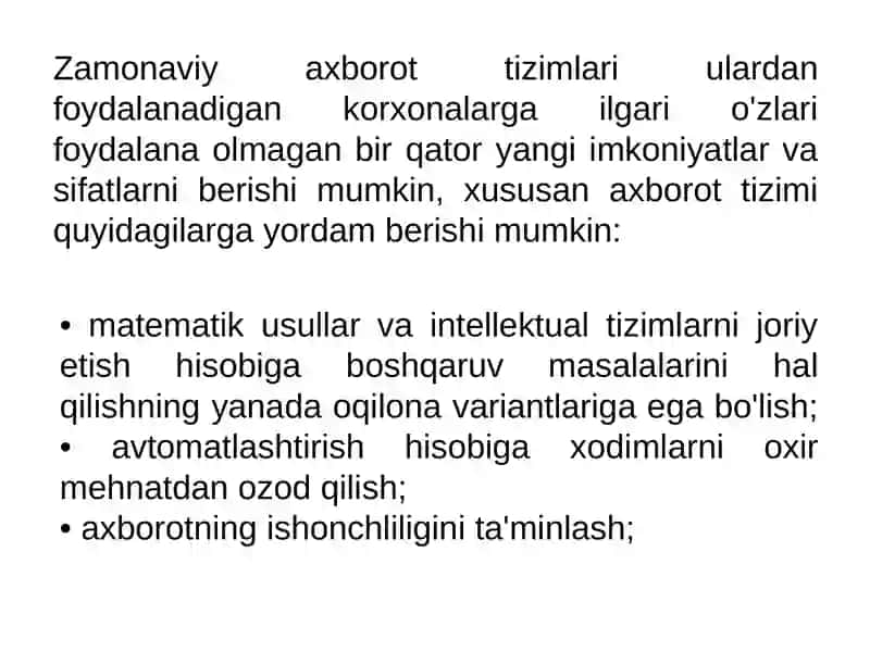 Axborot Tizimi Tushunchasi va Uningtarkibiy Qismlari 4