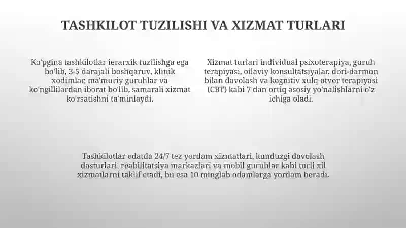 Ruhiy salomatlik tashkilotlari 4