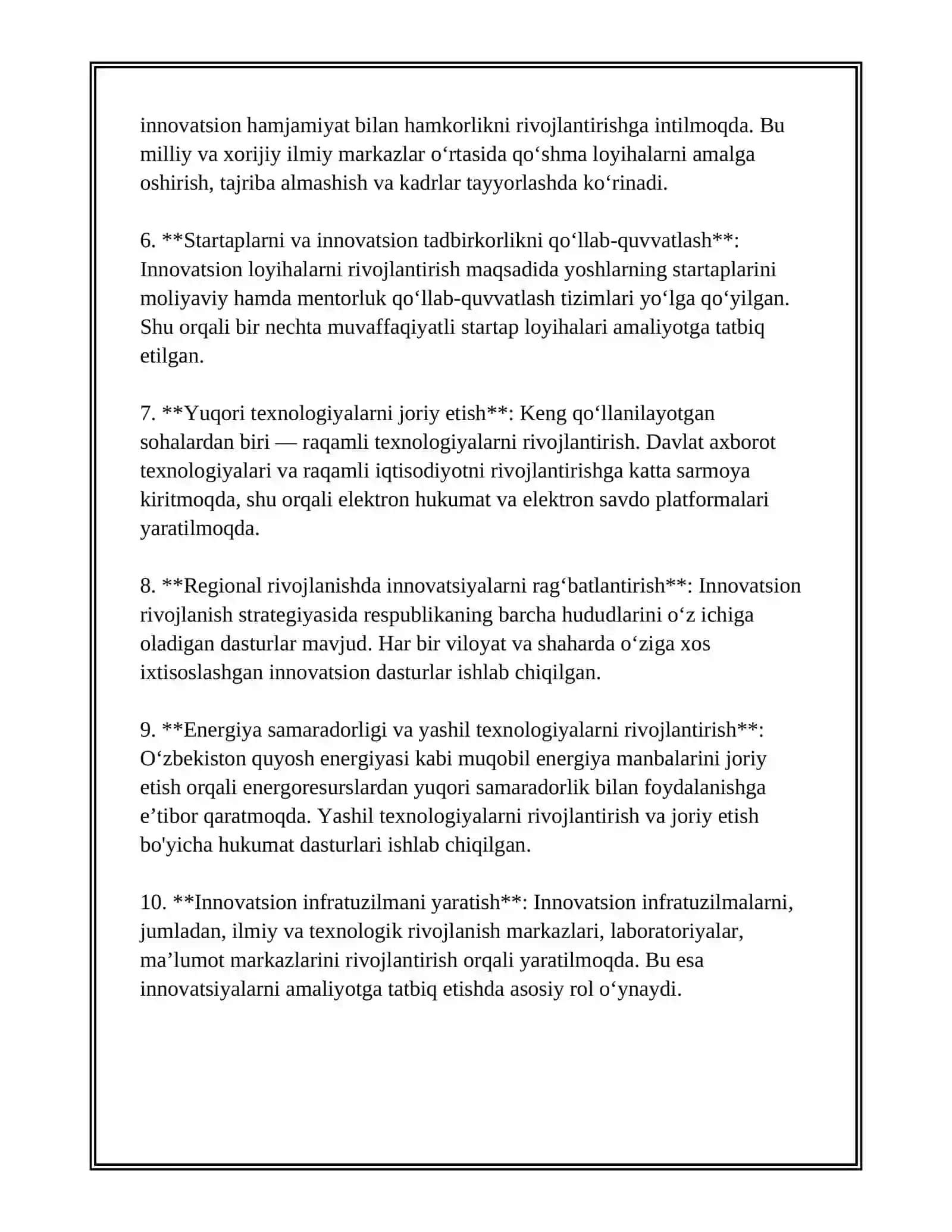 OʻZBEKISTONNING INAVATSION SIYOSATI 4