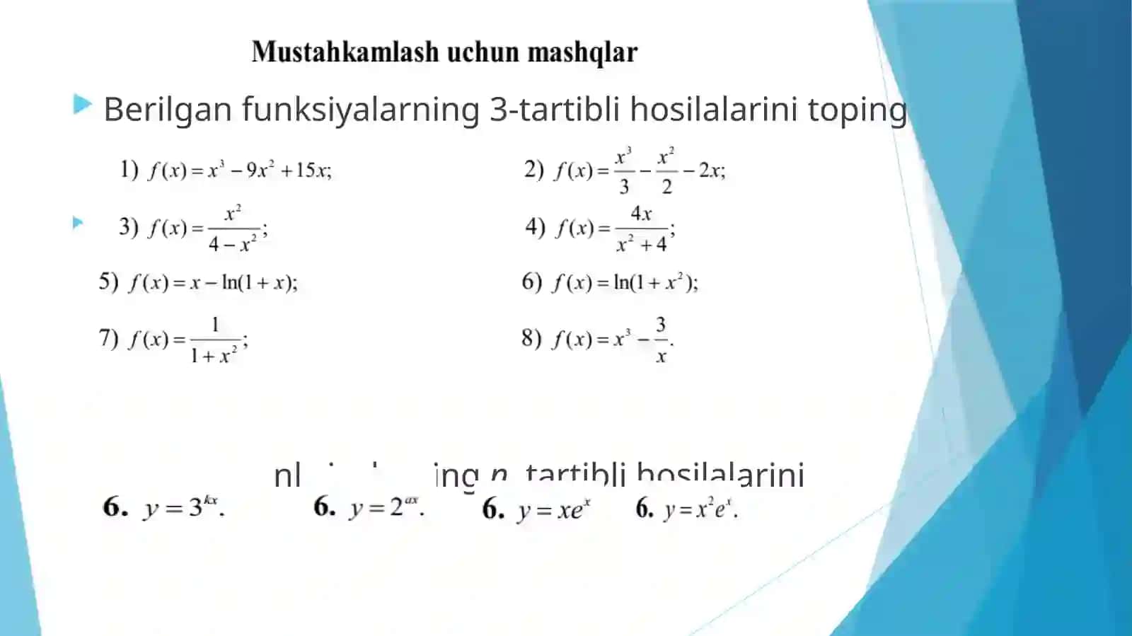 Yuqori tartibli hosila va differensial 4