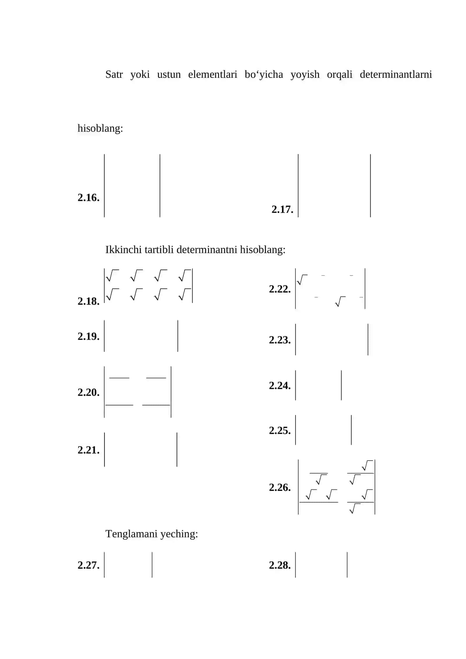 Determinantlar nazariyasi 4