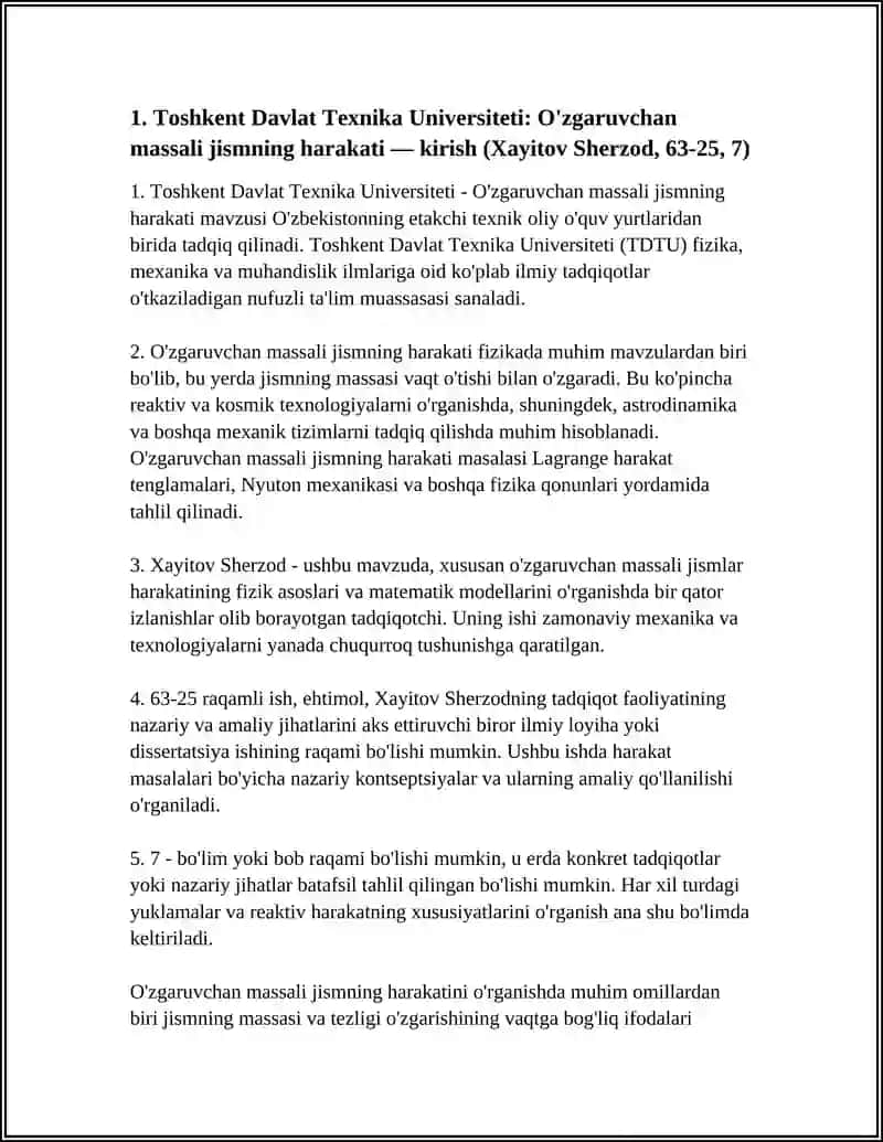 O'zgaruvchan massali jismning harakati 4
