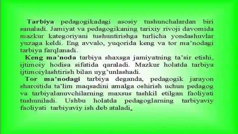 Pedagogik jarayon data rbiyaning mazmuni 4