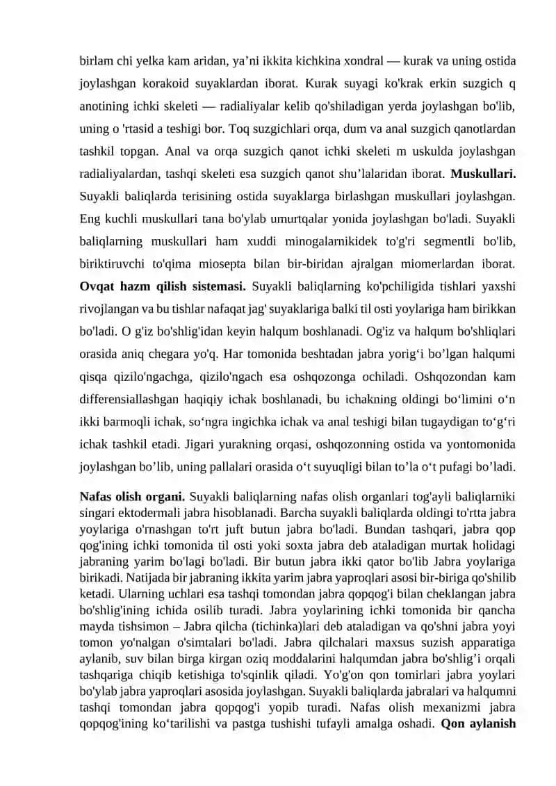 Suyakli baliqlarning umumiy tavsifi 4