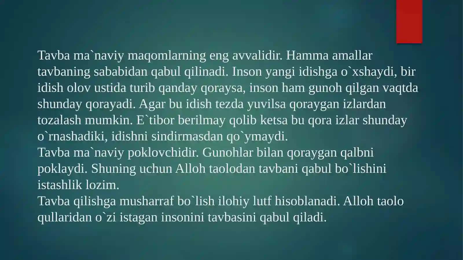 G`azzoliyning nafs tarbiyasi kitobi asosida 4
