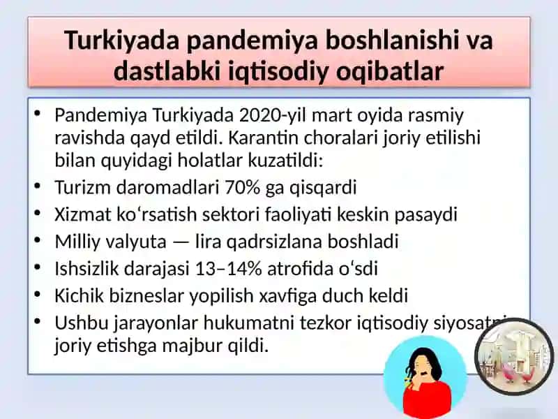 Pandemiya davrida iqtisodiy siyosat. TURKIYA 4