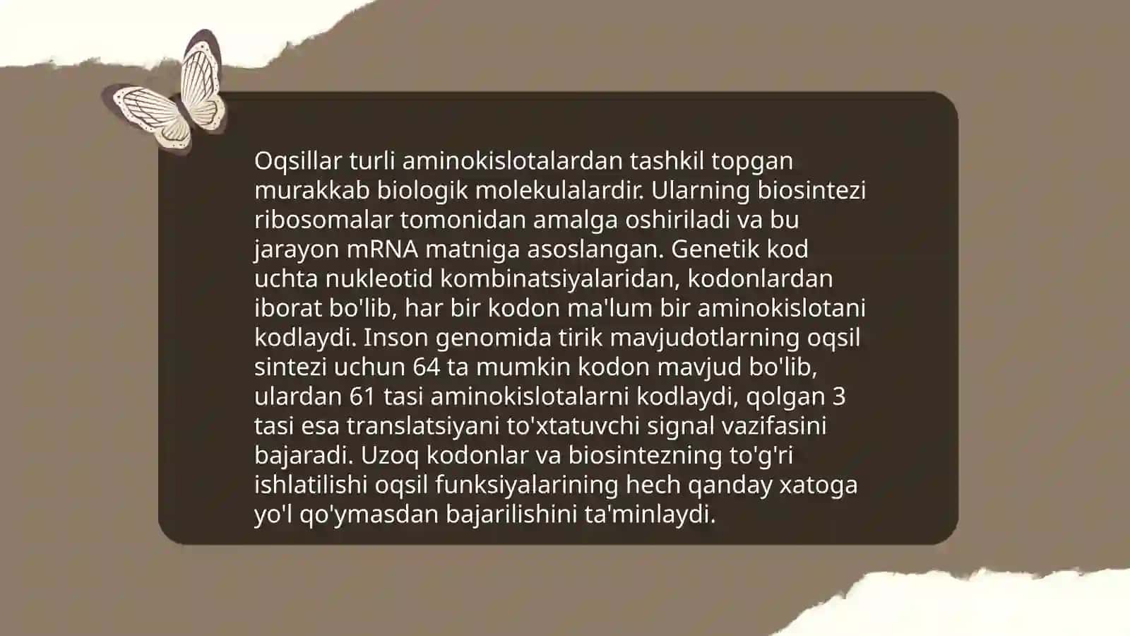 Oqsil biosintezida nuklein kislotalarning ahamiyati 4
