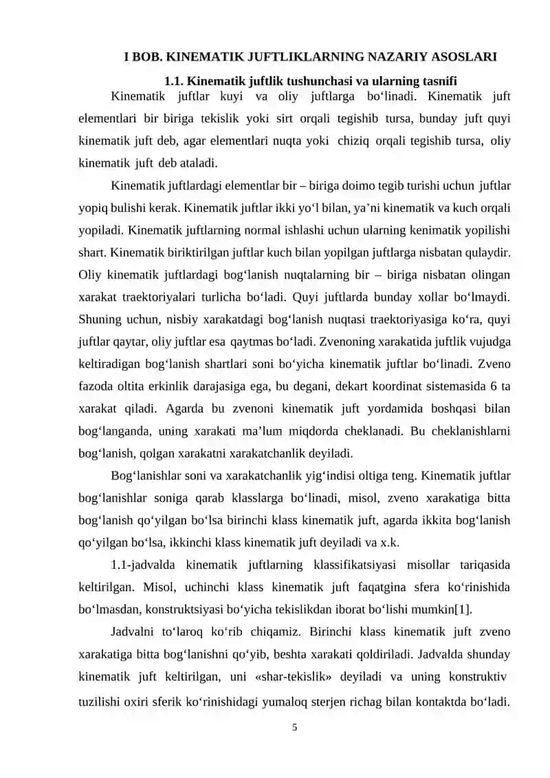 KINEMATIK JUFTLIKLARDA KUCH VA TEZLIK 4