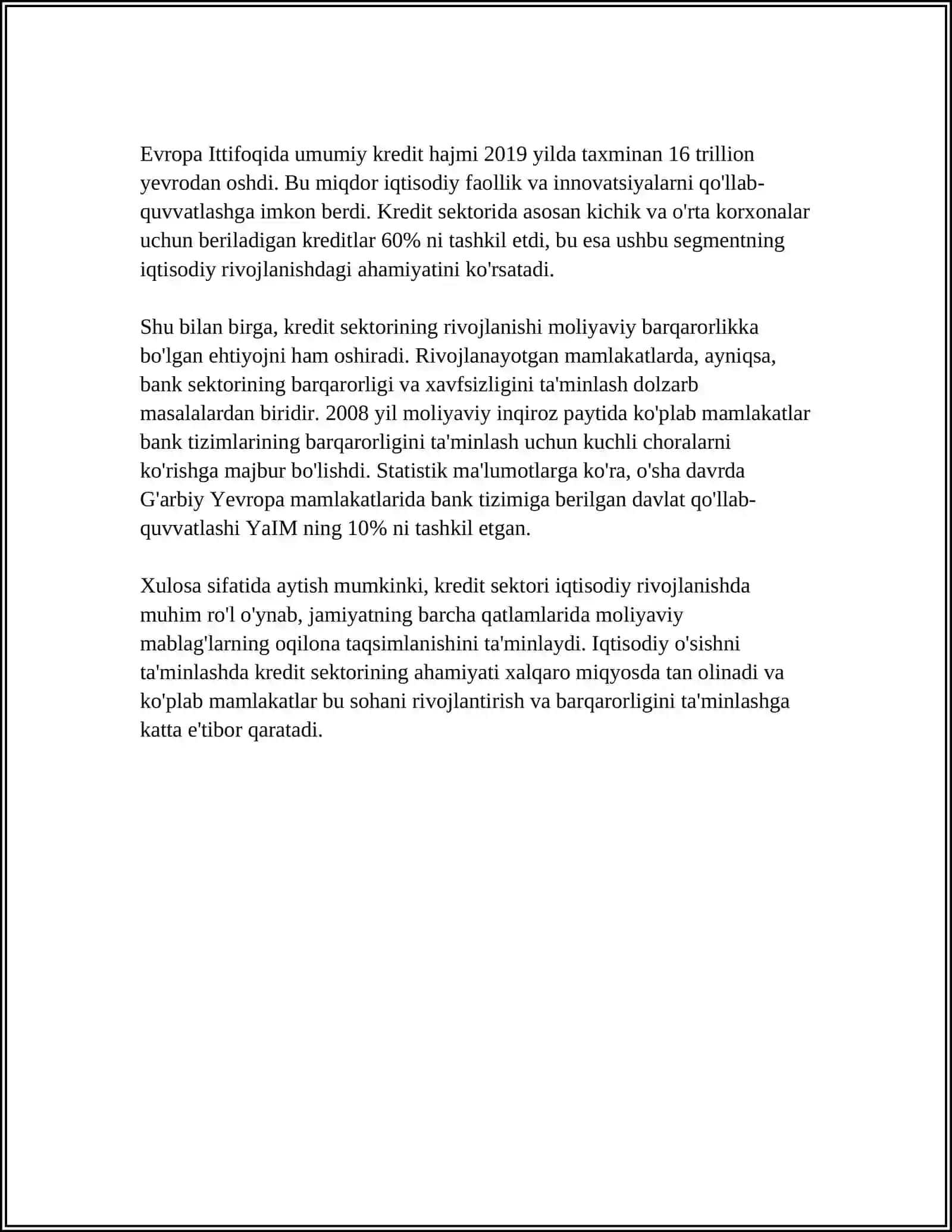 PUL KRIDIT SEKTORINING IQTISODIY TAHLILI 4