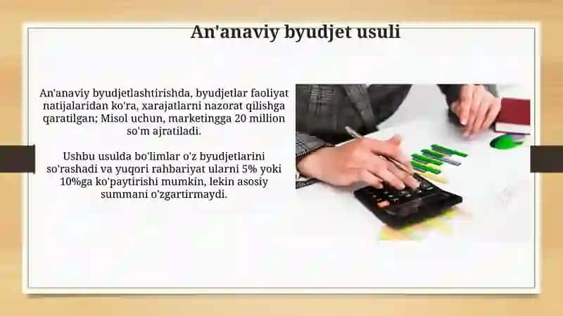 Byudjet hisobining usullari va xususiyatlari 4