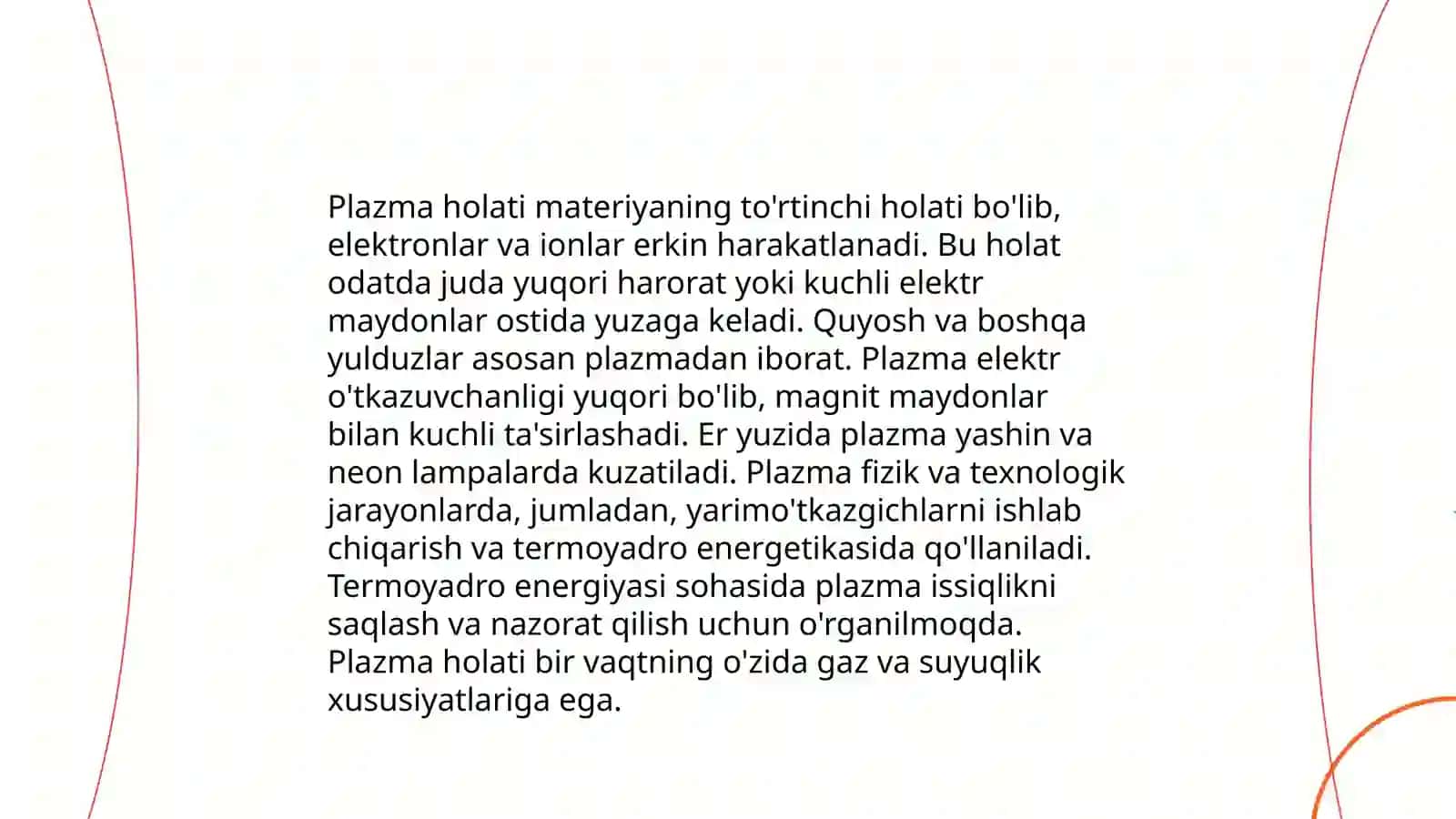 Plazma xossalari va tavsiflari 4