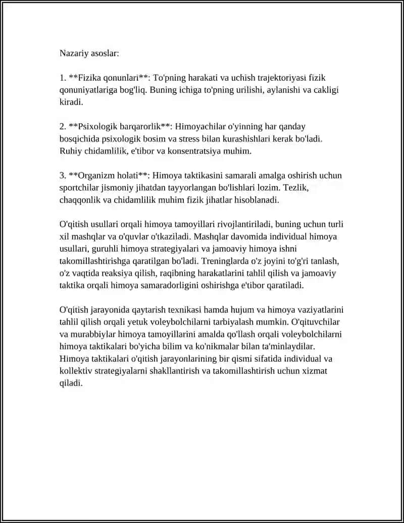 Voleybol himoya taktikasi 4