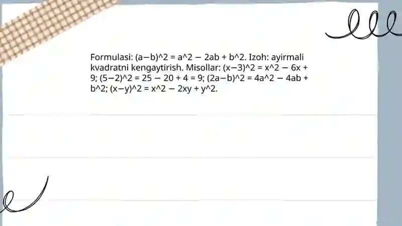 Qisqa koʻpaytirish formulalari 4