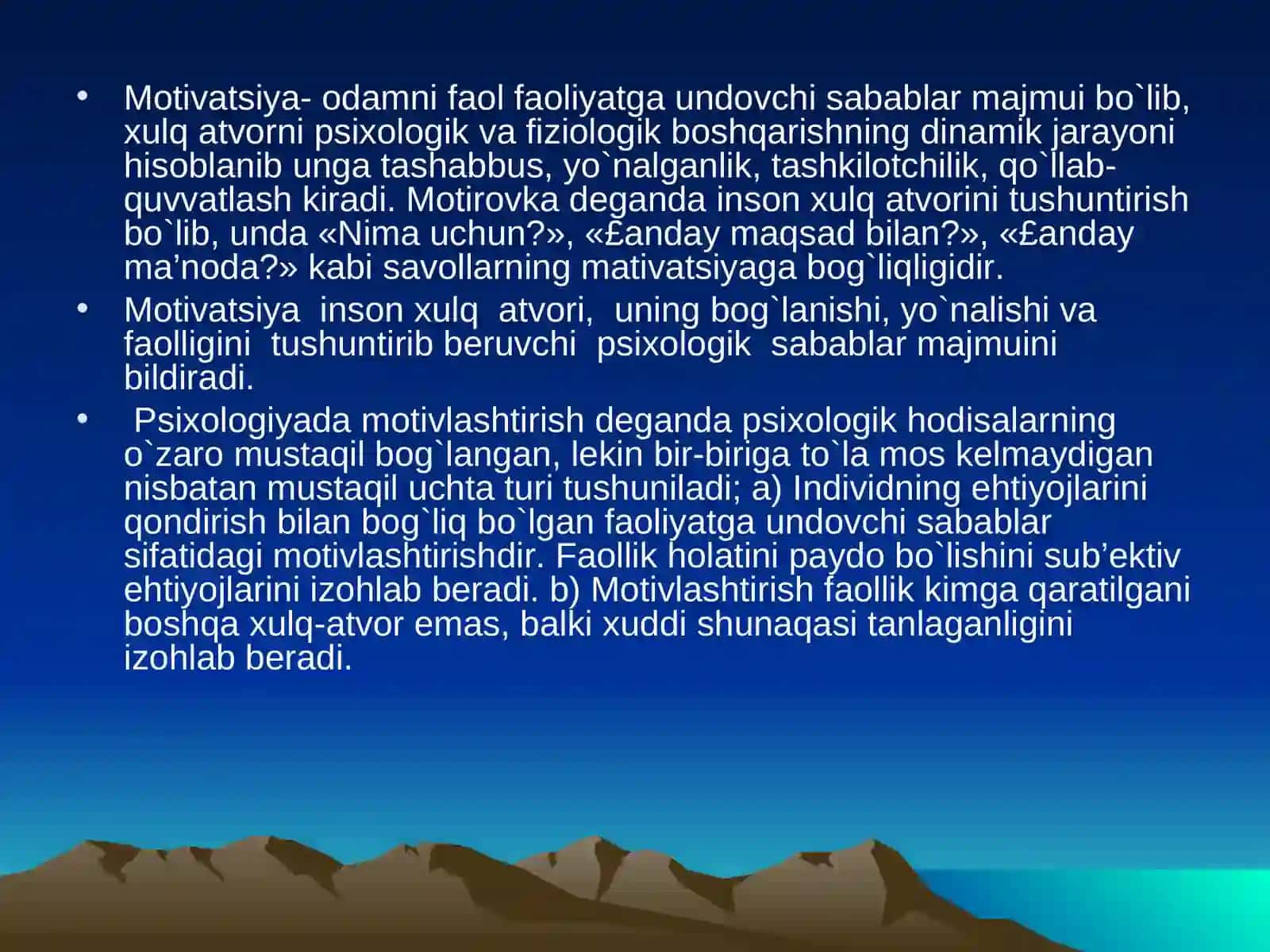 Motiv va motivatsiya muammosi 4
