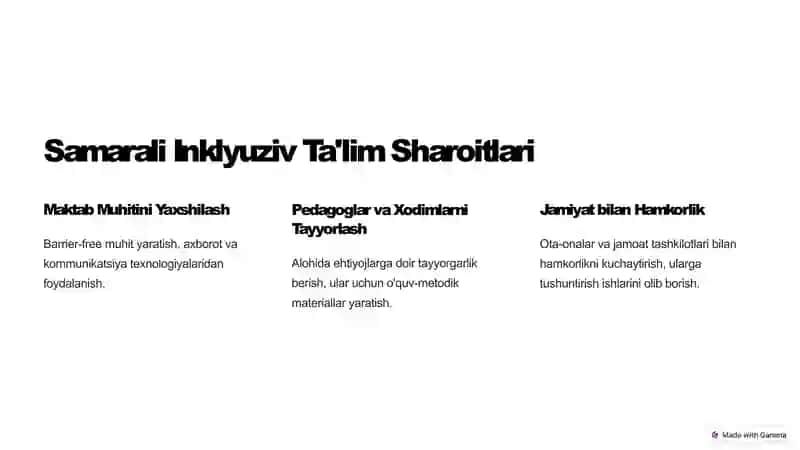 Samarali Inklyuziv Ta'lim Uchun Tashqi Sharoitlar 4